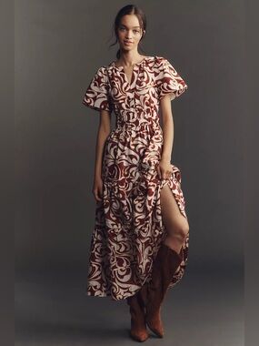 NWT ANTHROPOLOGIE The Somerset Maxi Dress Burgundy XS